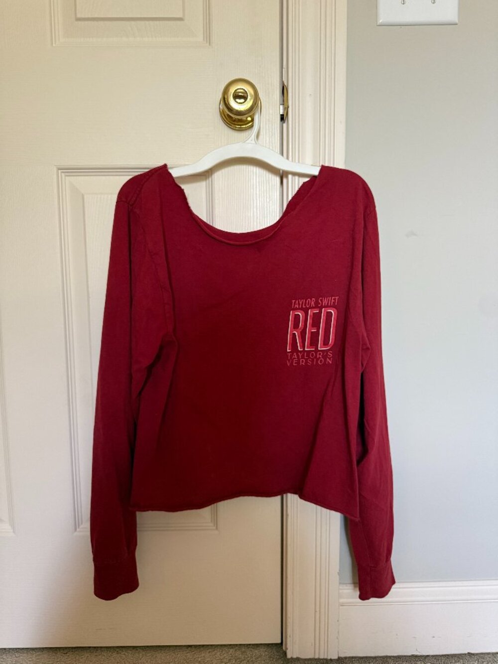 Taylor Swift Red Cropped Long-Sleeve Top
